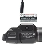 Streamlight TLR-7 X USB Weapon Light, black right-side view with paddle switch and battery