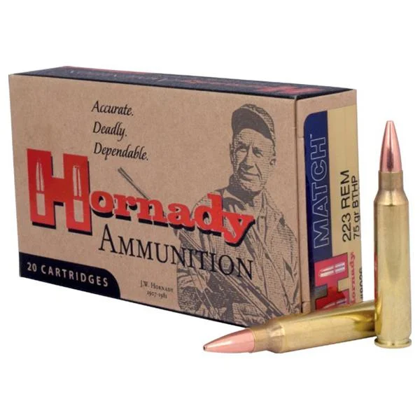 Hornady Mfg Hornady Match Rifle Ammunition .223 Rem 75 gr BTHP 2790 fps 20/ct