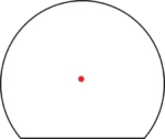 TRIJICON SRO 2.5MOA RED DOT COY BRN front view with small red dot centered in circular lens