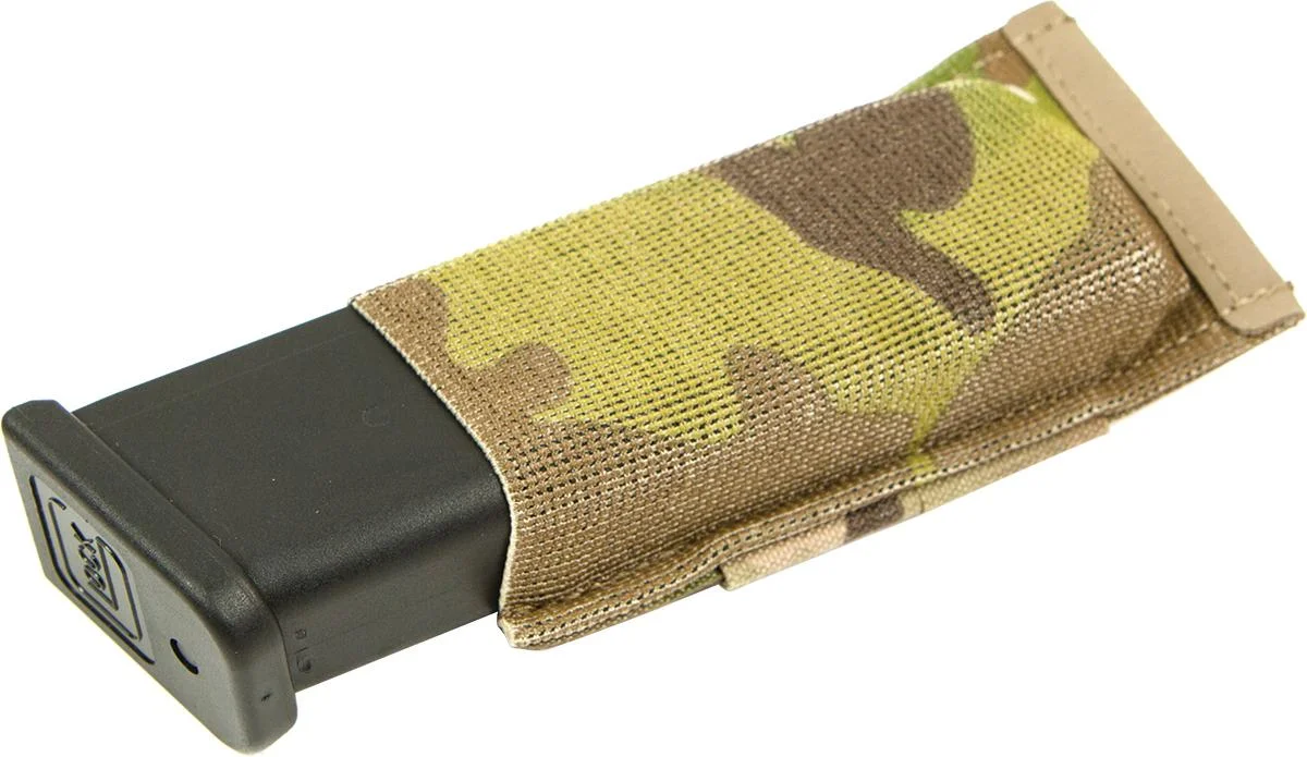 primary-53207 BL FORCE HW TEN SPEED SNGL PCH CAM, tan camouflage pouch holding a black magazine