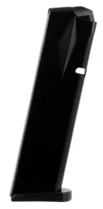 Promag Canik TP9 Magazine, angled side view of a black steel magazine