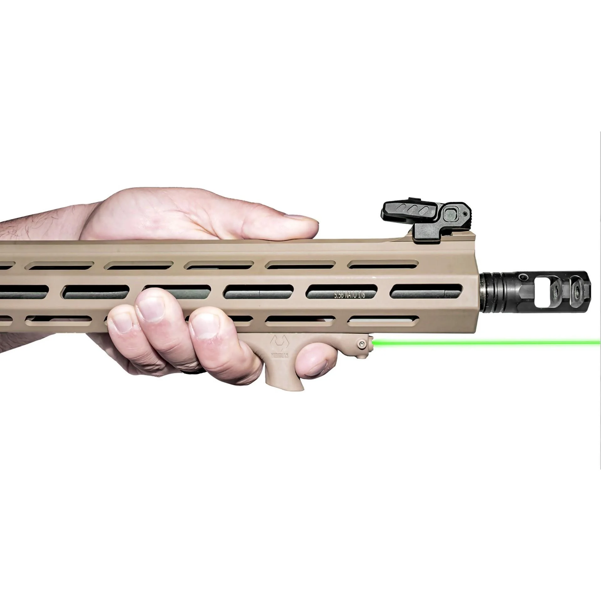 primary-53216 Viridian Green Laser Viridian HS1 FDE Handstop with Green Laser M-LOK Mounting