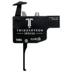 TriggerTech Special Tikka Rifle Trigger, side view in black with flat trigger blade