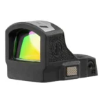 Sig Sauer Romeo-RS Compact Red Dot, front-left view with black housing and reflective lens