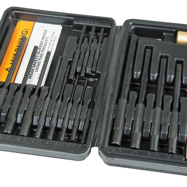 AOB Wheeler Engineering Master Roll Pin Punch Set, assorted punches in an open black case