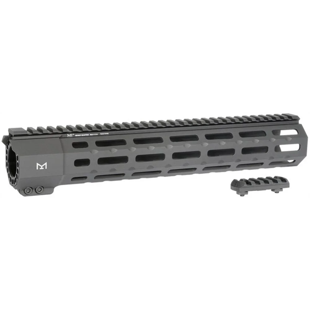 primary-53291 Midwest SP Series M-LOK Handguard, grey side view with top rail, slots and rail section