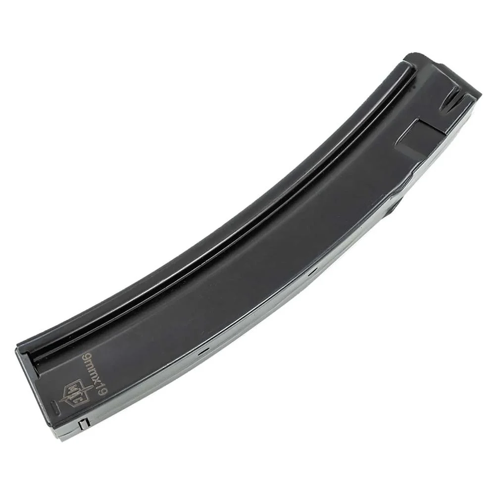 primary-53311 SDS Imports Mac 5K Handgun Magazine, angled side view of curved black magazine