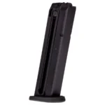 Taurus TX22 handgun magazine, black angled side view with extended base plate