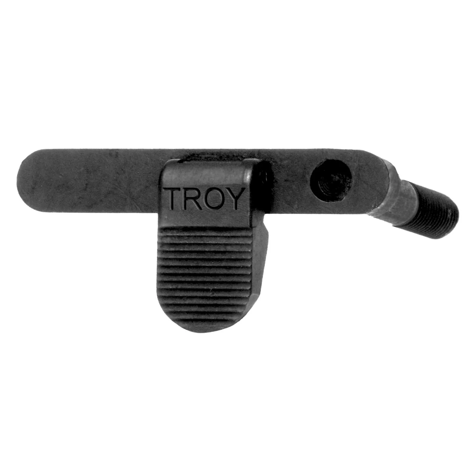primary-53330 TROY Ambi Magazine Release, black front view with ribbed lever and TROY logo