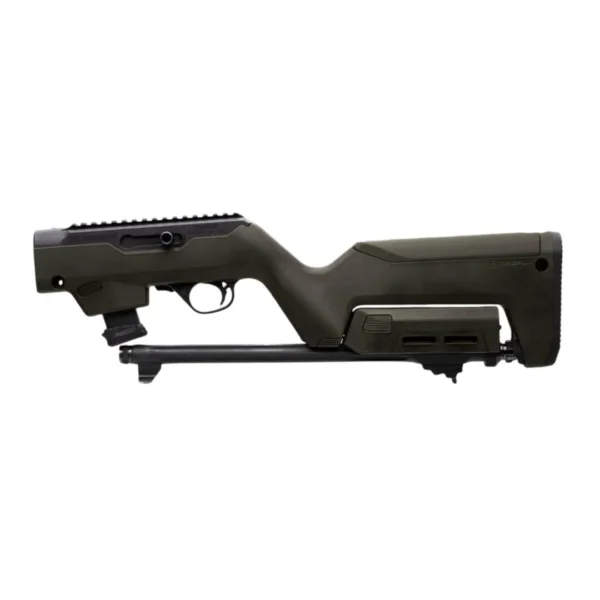 Magpul PC Backpacker Stock Rug PCC, olive drab right-side view with top rail and storage compartment