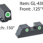 Ameriglo Classic 3 Dot Night Sight Set, black front and rear sights with green-centered white dots