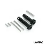 LANTAC ULTIMATE TAKEDOWN PIN SET, black pins with silver springs and detents arranged on white