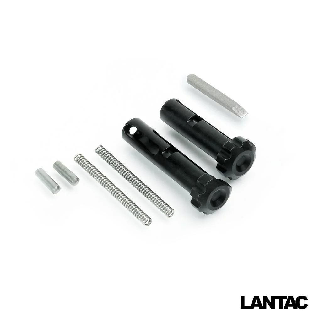 primary-53399 LANTAC ULTIMATE TAKEDOWN PIN SET, black pins with silver springs and detents arranged on white