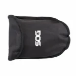 SOG Entrenching Tool black, folded inside a fabric pouch with white SOG logo