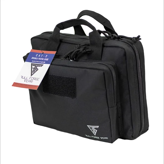 primary-53425 FULL FORGE CAT2 DBL PSTL CASE BLK black case front-right view with handles and zippered pockets