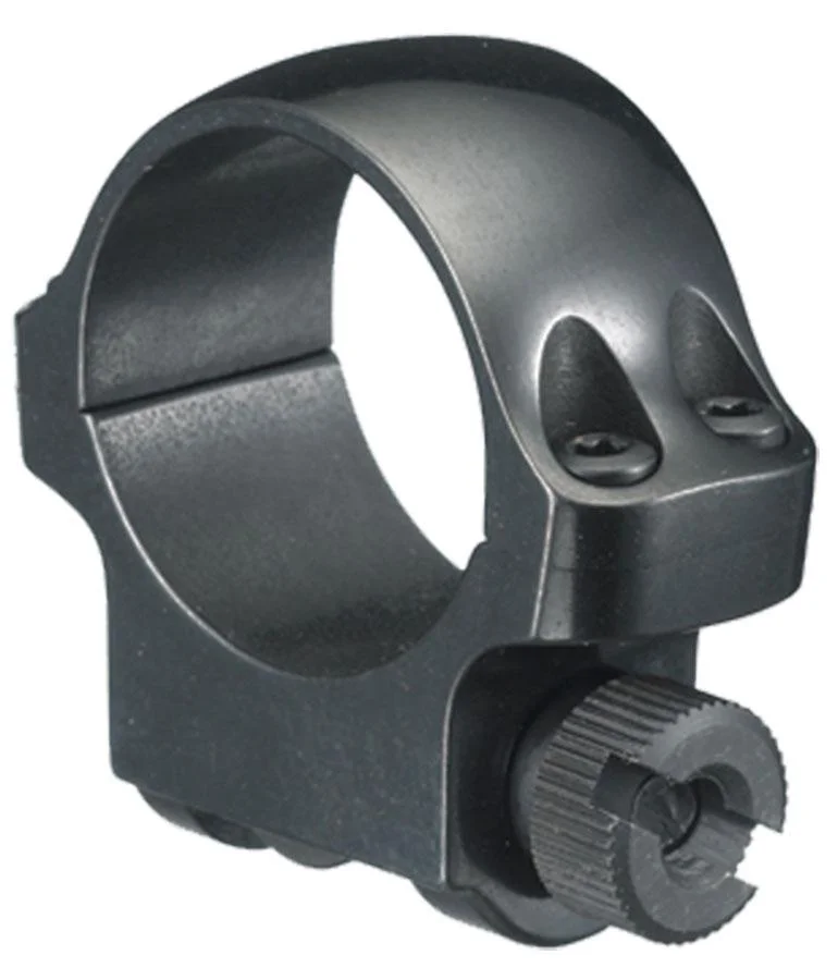 primary-53435 Ruger Steel Scope Ring - Single 3B, blued finish in angled front view with clamp knob