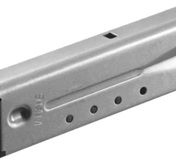 MAG RUGER P89/95, silver magazine in angled right-side view with witness holes