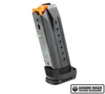 MAG RUGER SR1911 two stainless magazines in angled view with orange followers and black baseplates