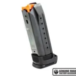 MAG RUGER SR1911 two stainless magazines in angled view with orange followers and black baseplates