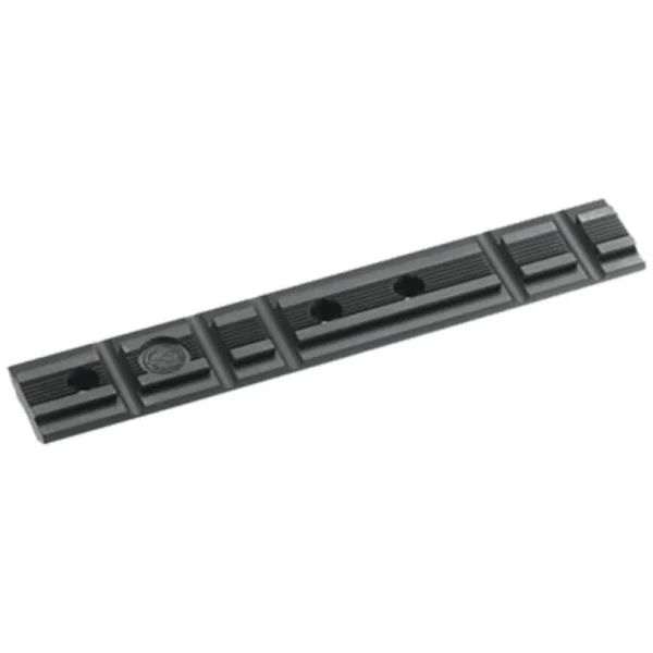 RUGER MKI MKII MKIII SCOPE BASE, black rail in angled top view with mounting holes