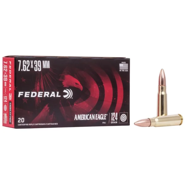 Federal Cartridge Co. Federal American Eagle Rifle Ammunition 7.62x39 124 gr FMJ 2350 fps 20/ct