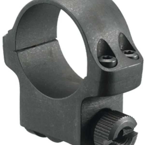 Ruger 30MM X-HI 6B30HM matte blued scope ring in front-right view with clamp screw