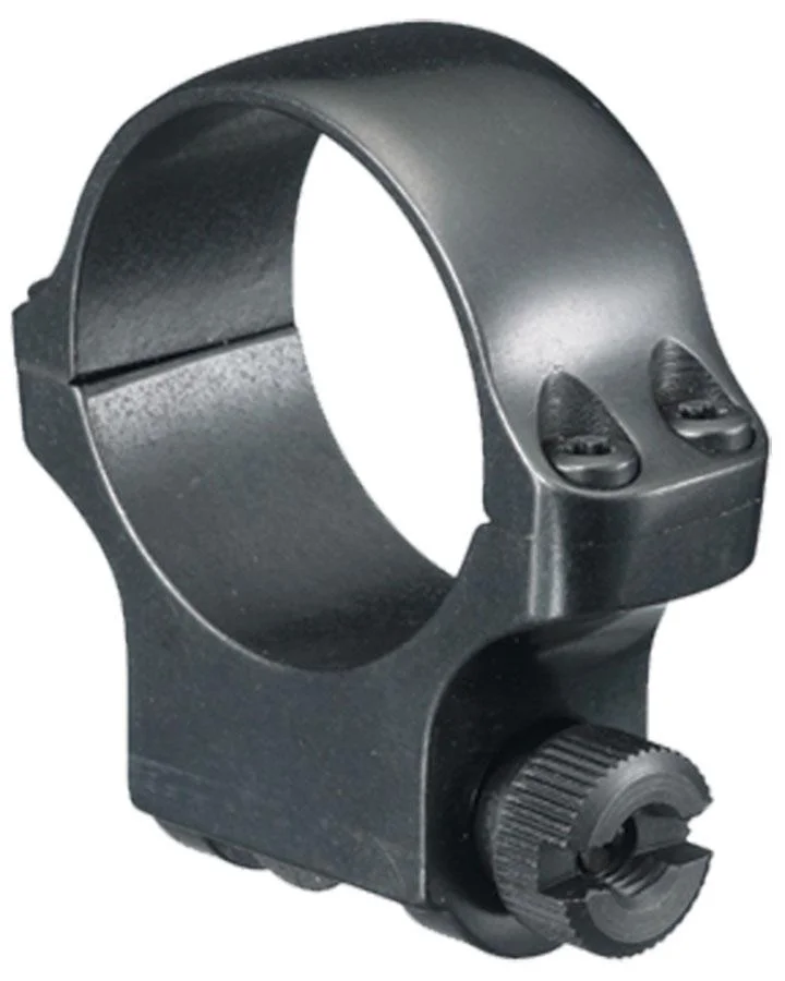 primary-53495 Ruger 4K30HM matte stainless scope ring, angled front view with mounting knob