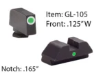 Ameriglo Tritium i-Dot Night Sight Set black front and rear sights with green dots