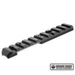 RUGER MKIII MKIV & 22/45 PIC BASE black rail, angled top view with multiple cross slots