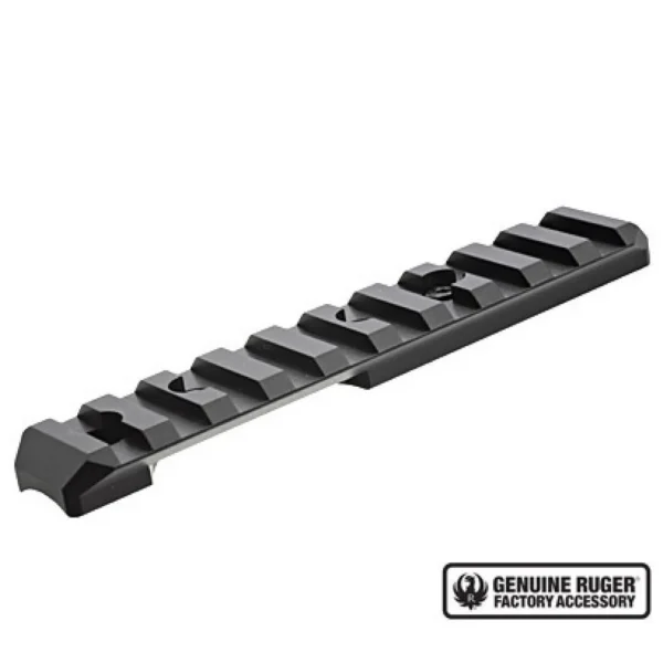 RUGER MKIII MKIV & 22/45 PIC BASE black rail, angled top view with multiple cross slots