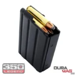 MAG RUGER 350 LEGEND, black magazine angled view with brass cartridges visible