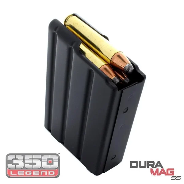 MAG RUGER 350 LEGEND 5RD, black magazine with brass-colored cartridges visible at top