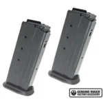 MAG RUGER-5.7 magazines, two black steel magazines in angled front views