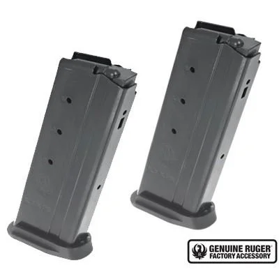 primary-53523 MAG RUGER-5.7 magazines, two black steel magazines in angled front views