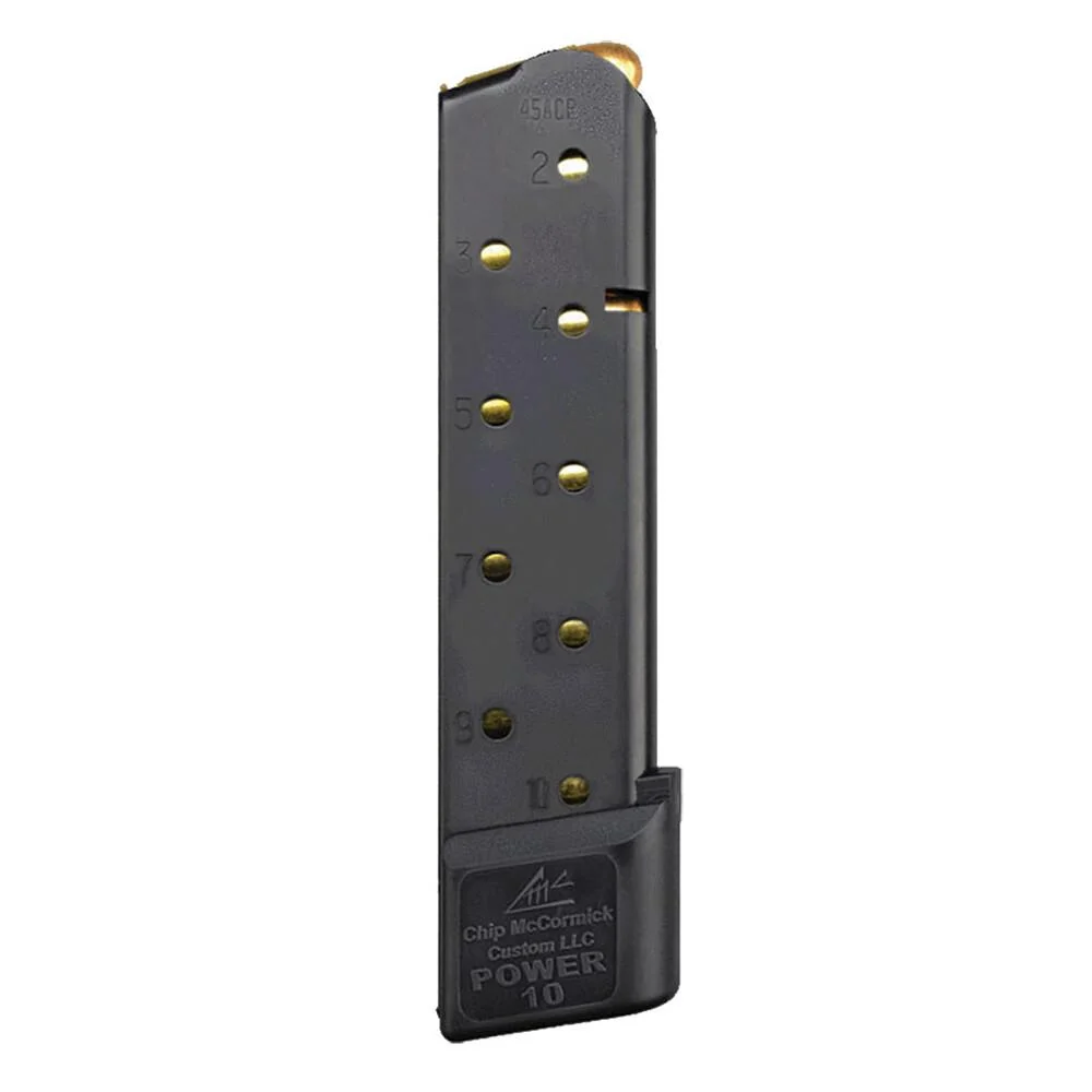primary-53537 Chip McCormick Combat Power 1911 Full Size Handgun Magazine, black body with witness holes