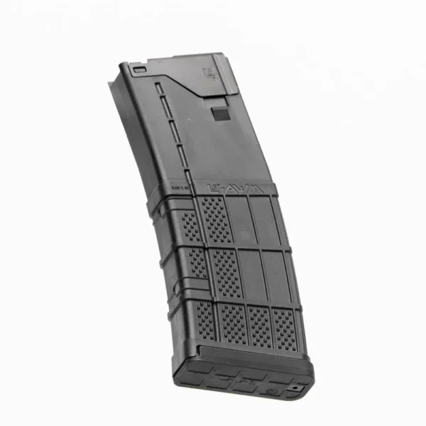 LANCER L5AWM GEN2, black angled side view with curved body and textured panels