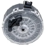 ProMag Saiga Shotgun Magazine translucent drum magazine with black feed tower, side view
