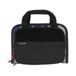 Allen Victory Double Pistol Case, black front view with carry handles, zippers and exterior pocket