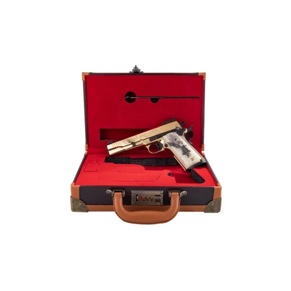 EAA - European American Armory Corp EAA Girsan MC1911 Gold Lux Handgun .38 Super 9rd Magazine 5" Barrel Engraved Slide and