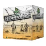 HEVI-Shot HEVI HAMMER, front and side view of tan ammunition box with hunting graphics