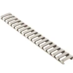 ERGO 18-SLOT LDDR RAIL COVERS 3PK DE, dark earth slotted rail cover in angled top view