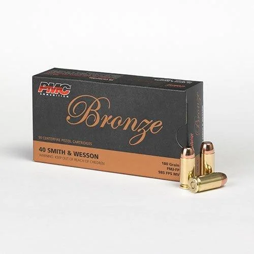 PMC AMMUNITION PMC Bronze 40 S&W Handgun Ammunition 180 gr FMJ 985 fps 50/ct