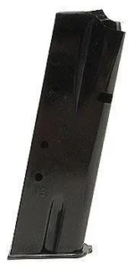 MEC-GAR MAG BRWNG HP, black magazine in angled side view with witness holes