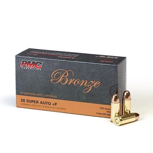 PMC AMMUNITION PMC Bronze Handgun Ammunition .38 Super +P 130 gr. FMJ 1100 fps 50/ct