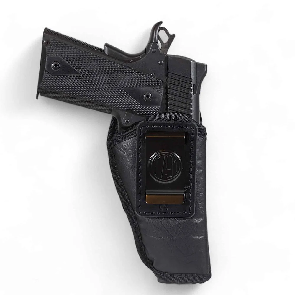 primary-53636 1791 ECOCARRY IWB AUTO LONG BLK RH black holster holding a black pistol