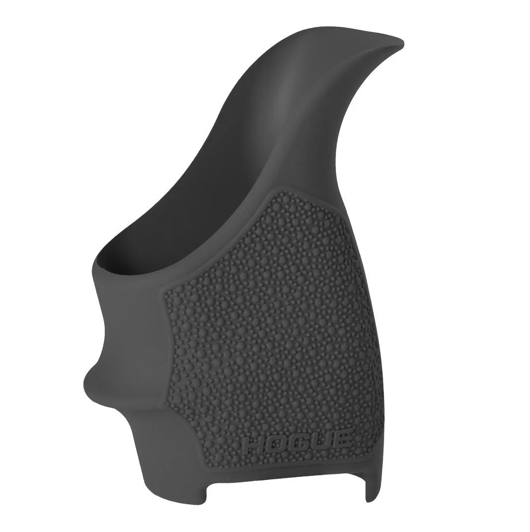 primary-53657 Hogue HandALL Beavertail Grip Sleeve, black side view with textured grip and curved beavertail