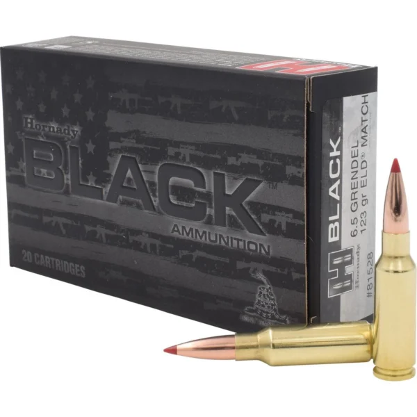 Hornady Mfg Hornady Black Match Rifle Ammunition 6.5 Grendel 123 gr ELD 2580 fps 20/ct