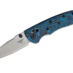 Hogue Deka ABLE Lock folder, open side view with silver blade and blue-black patterned handle