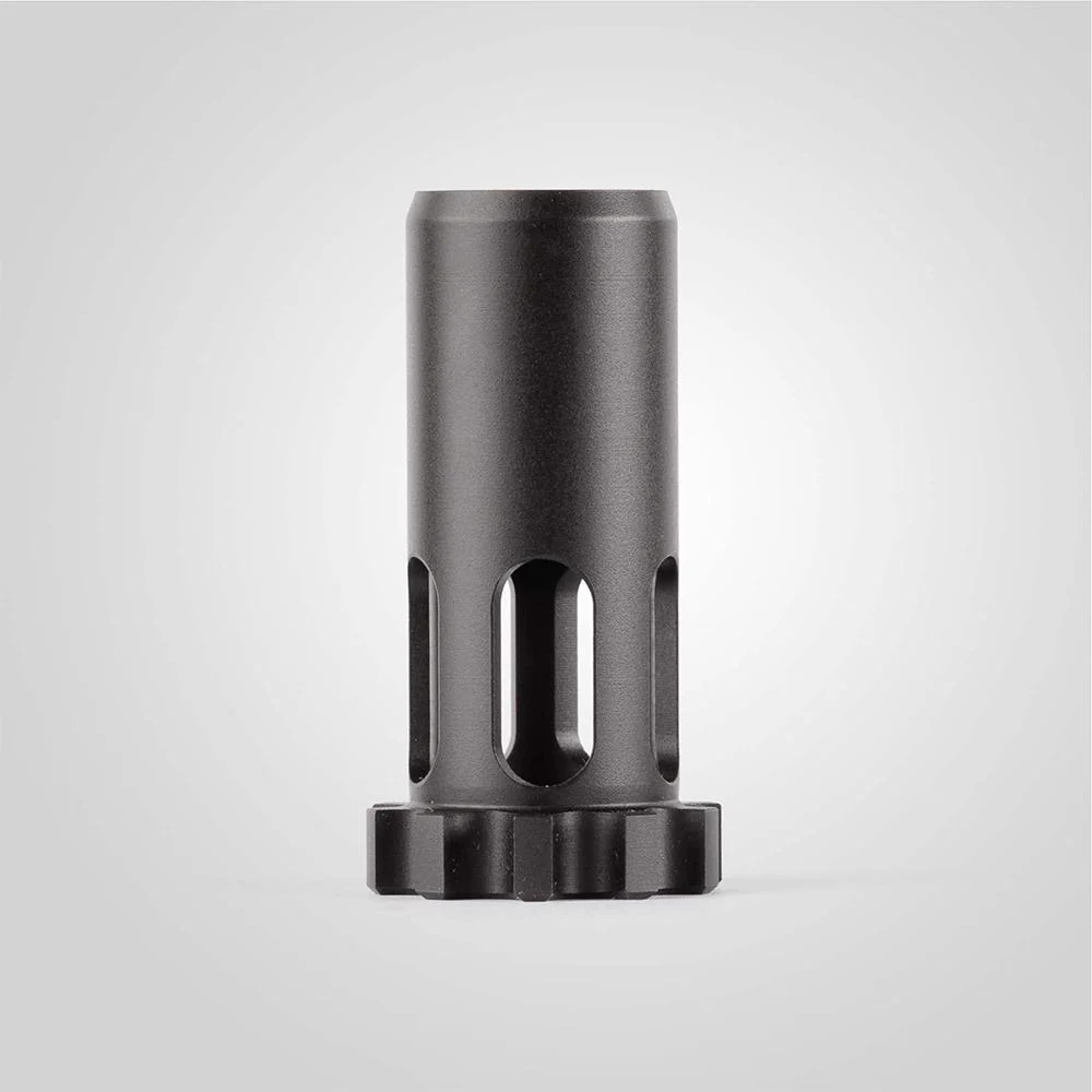 primary-53666 Dead Air Mojave Piston 9mm Luger M13.5x1LH, black piston with side slots and flanged base