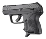Hogue HandAll Beavertail Grip Sleeve Ruger LCP II Black fitted on pistol, left-side view